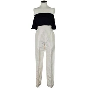 OSCAR DE LA RENTA Silk Ivory Taffeta Pleated Pant